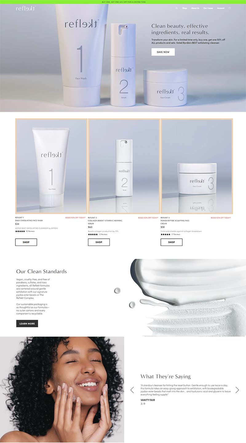 Reflekt 美国补水护肤品牌购物网站