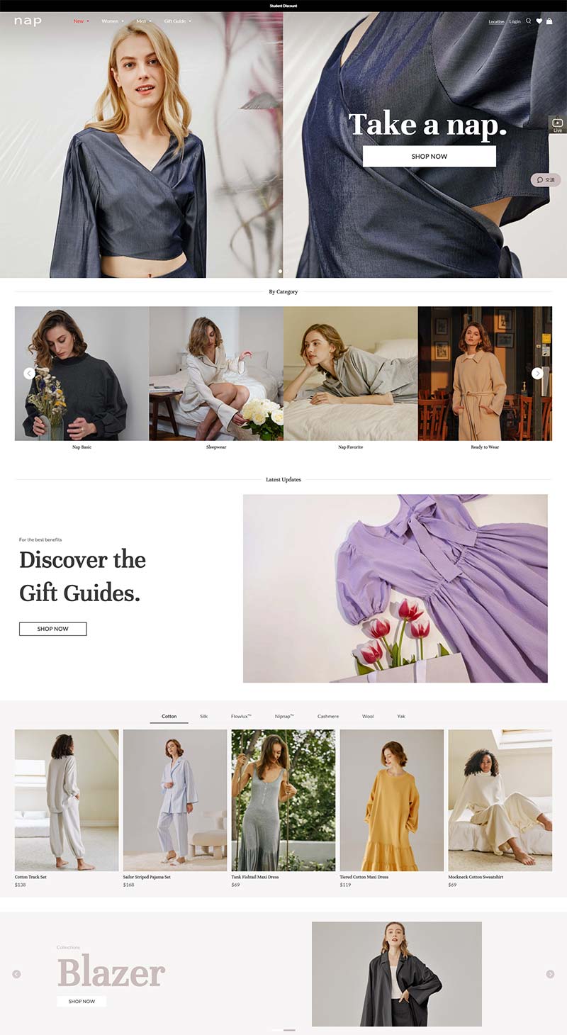 NAP Loungewear 美国时尚女性家居服品牌购物网站