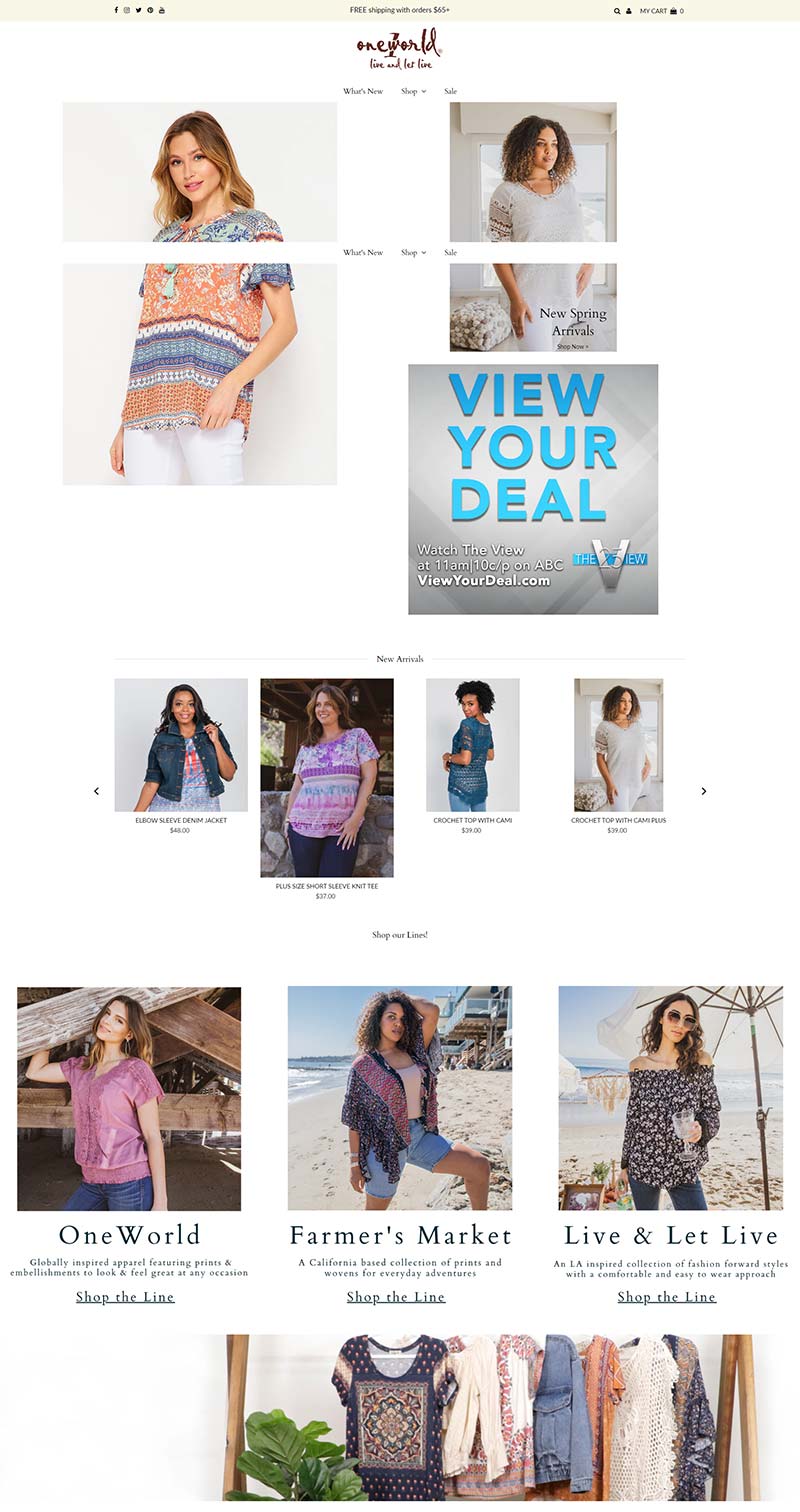 One World Apparel 美国生活女装品牌购物网站