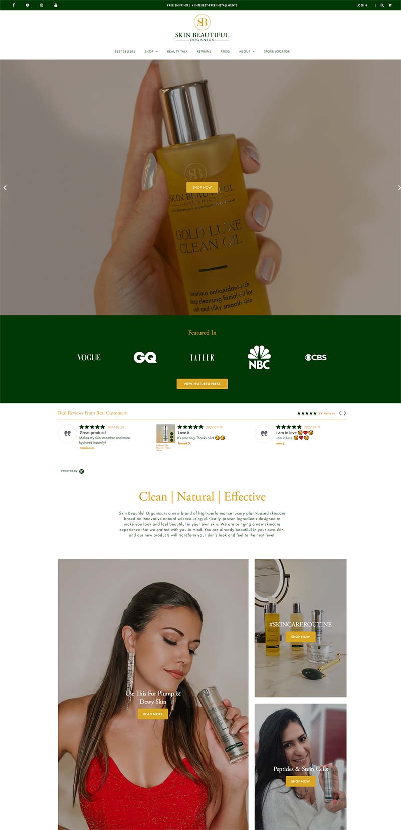 Skin Beautiful Organics 美国奢华植物护肤品牌购物网站