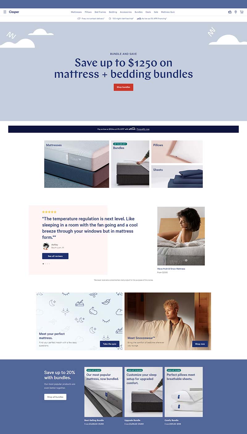 Casper Sleep 美国居家睡眠产品购物网站