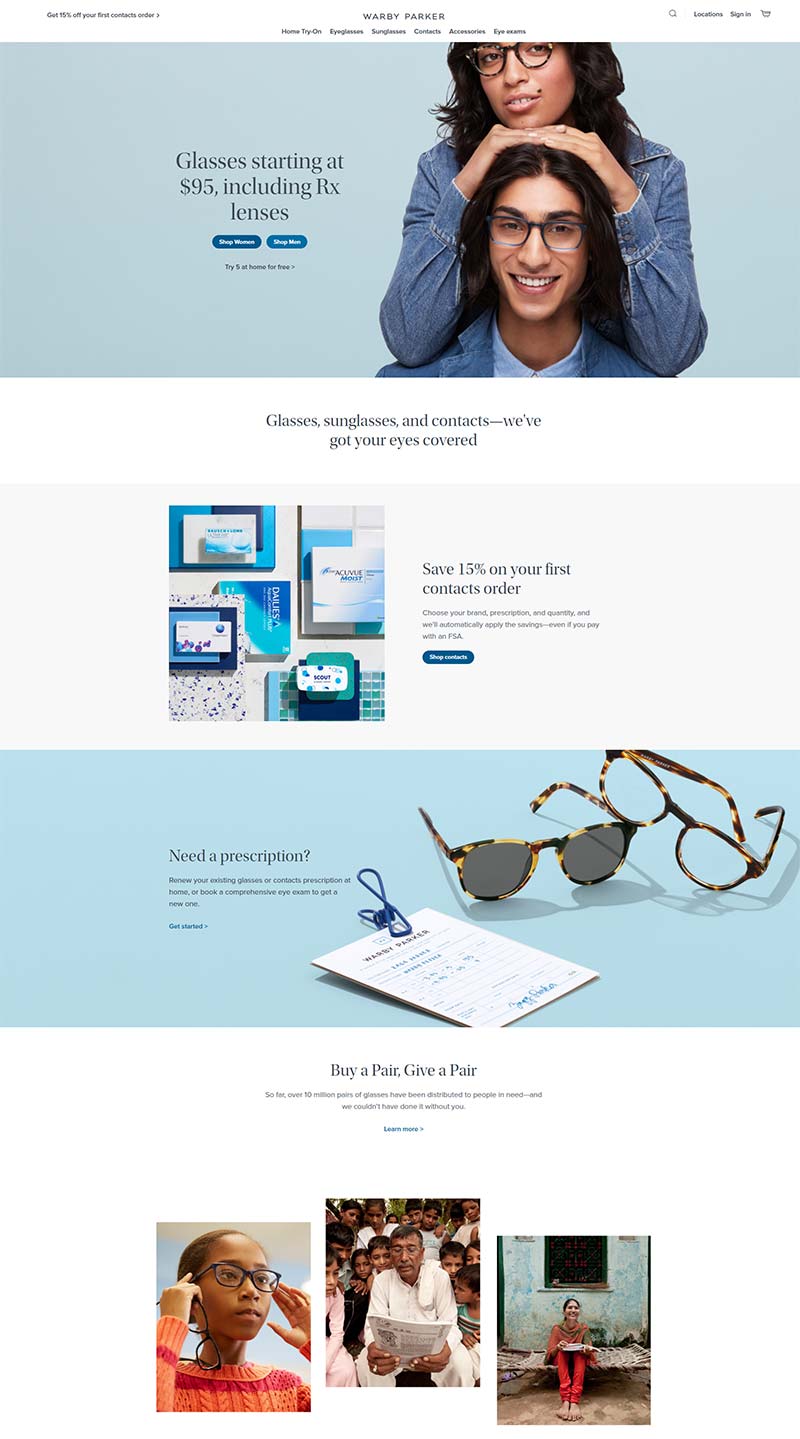 Warby Parker 美国平价时尚眼镜购物网站