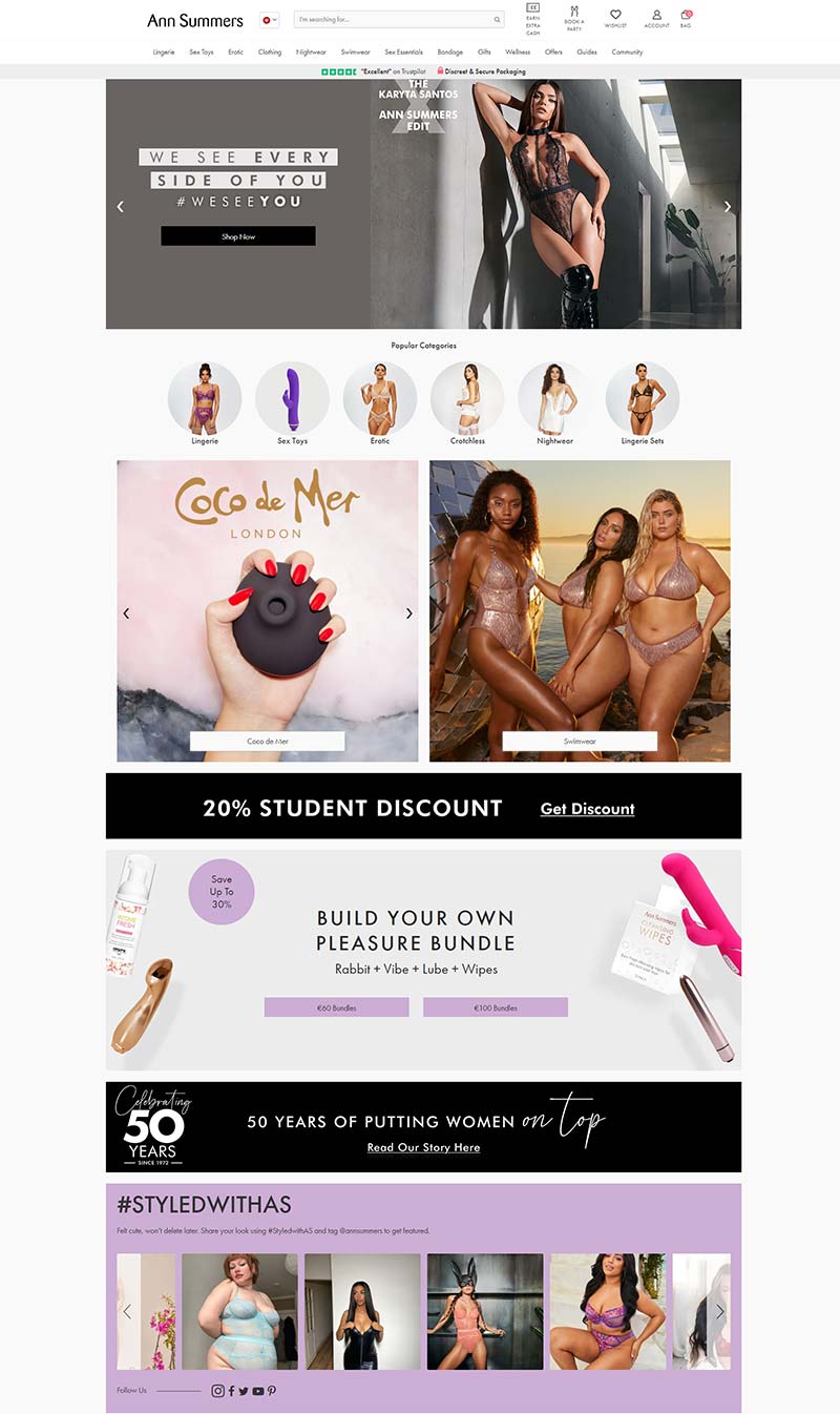 Ann Summers 英国情趣内衣品牌购物网站