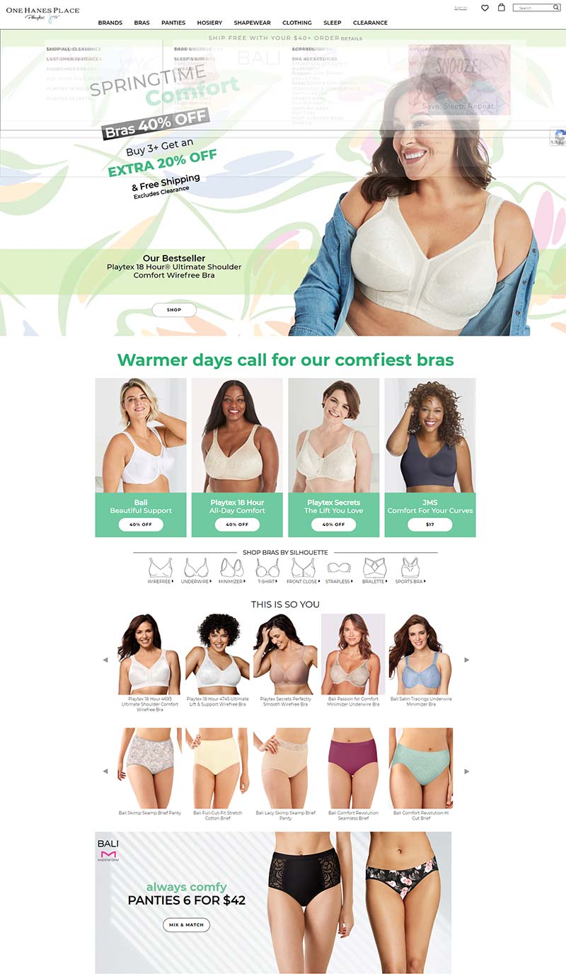One Hanes Place meiguo 美国女性内衣品牌购物网站