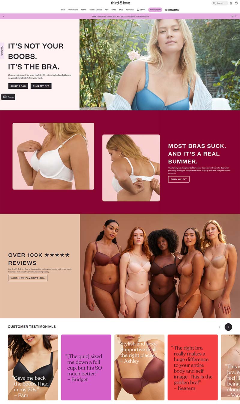 ThirdLove 美国文胸内衣品牌购物网站