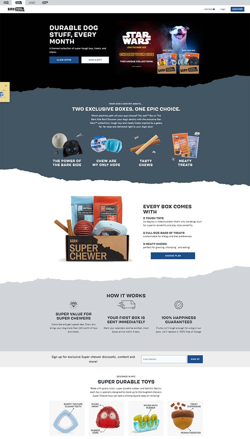 Bark Super Chewer 美国宠物游戏盒子订阅网站