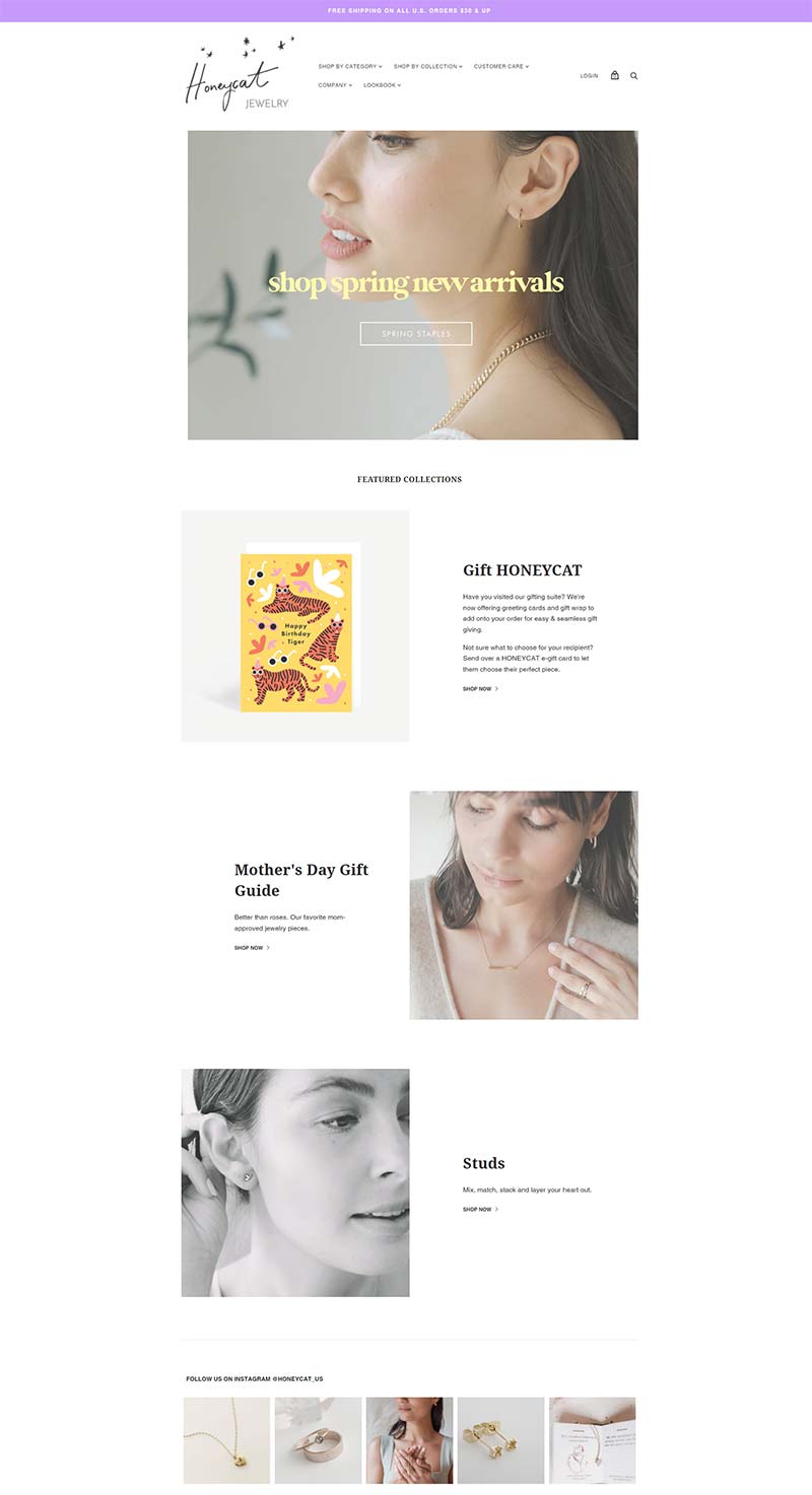 HONEYCAT Jewelry 美国女性珠宝品牌购物网站