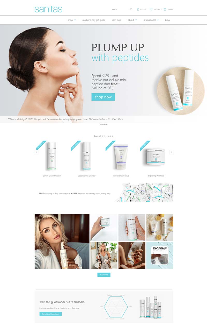 Sanitas Skincare 美国天然活性护肤品购物网站