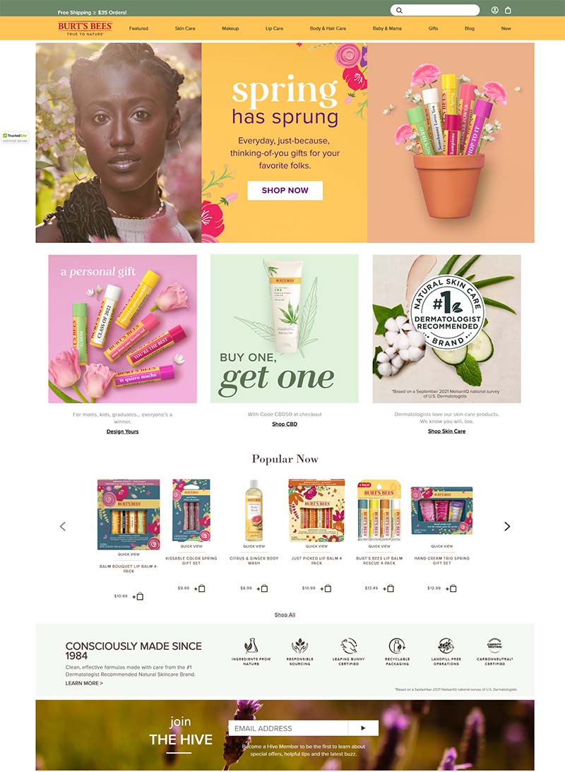 Burt's Bees 美国天然护肤品购物网站