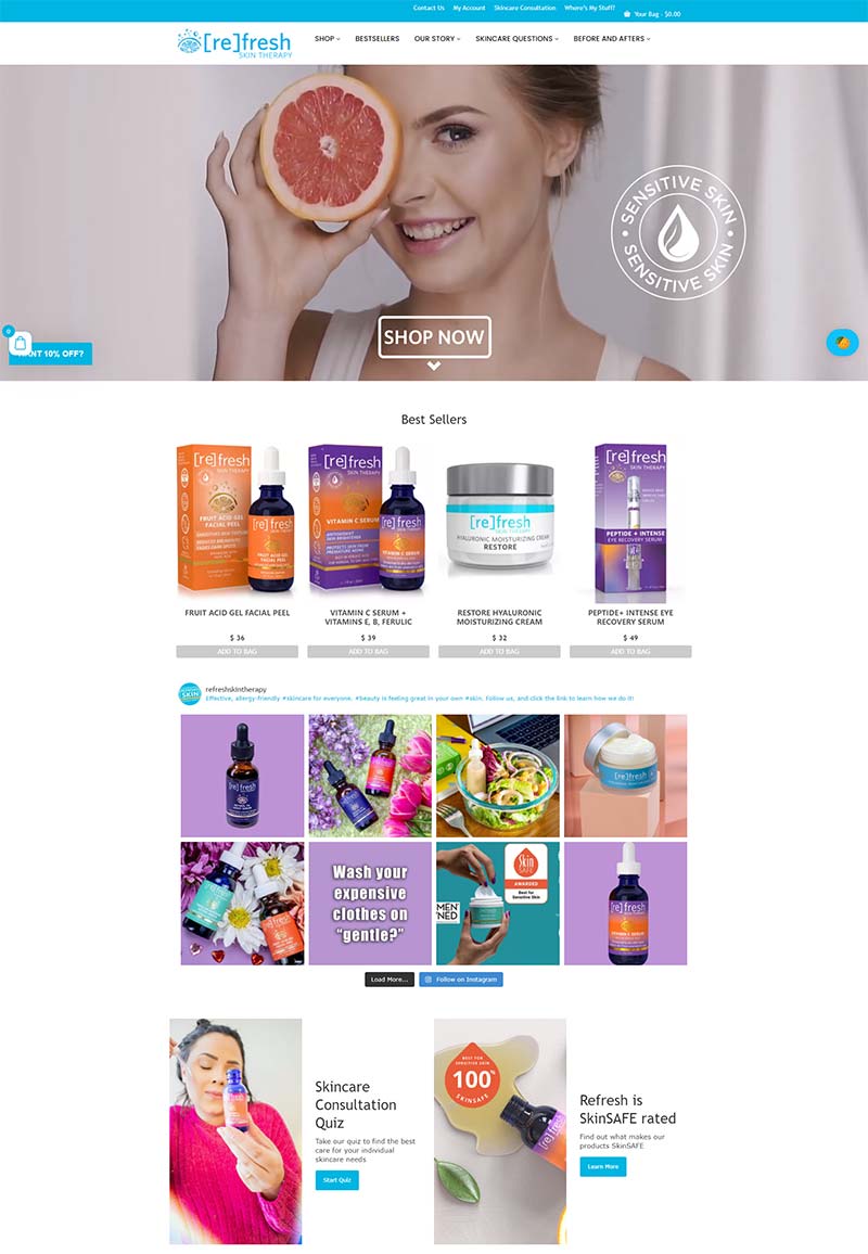 Refresh Skin Therapy 美国天然护肤品购物网站