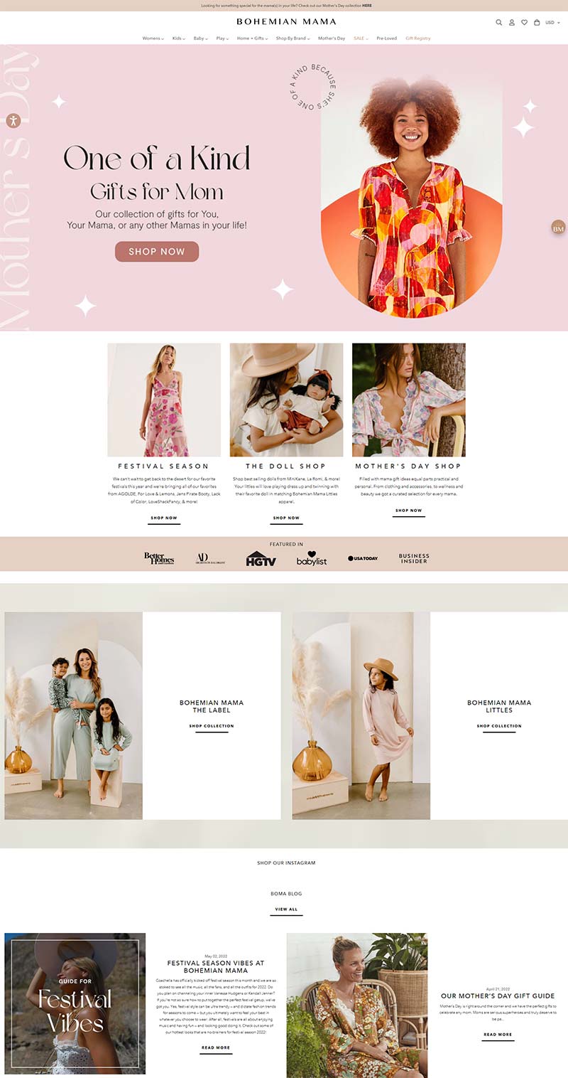 Bohemian Mama 美国波西米亚风格服饰购物网站