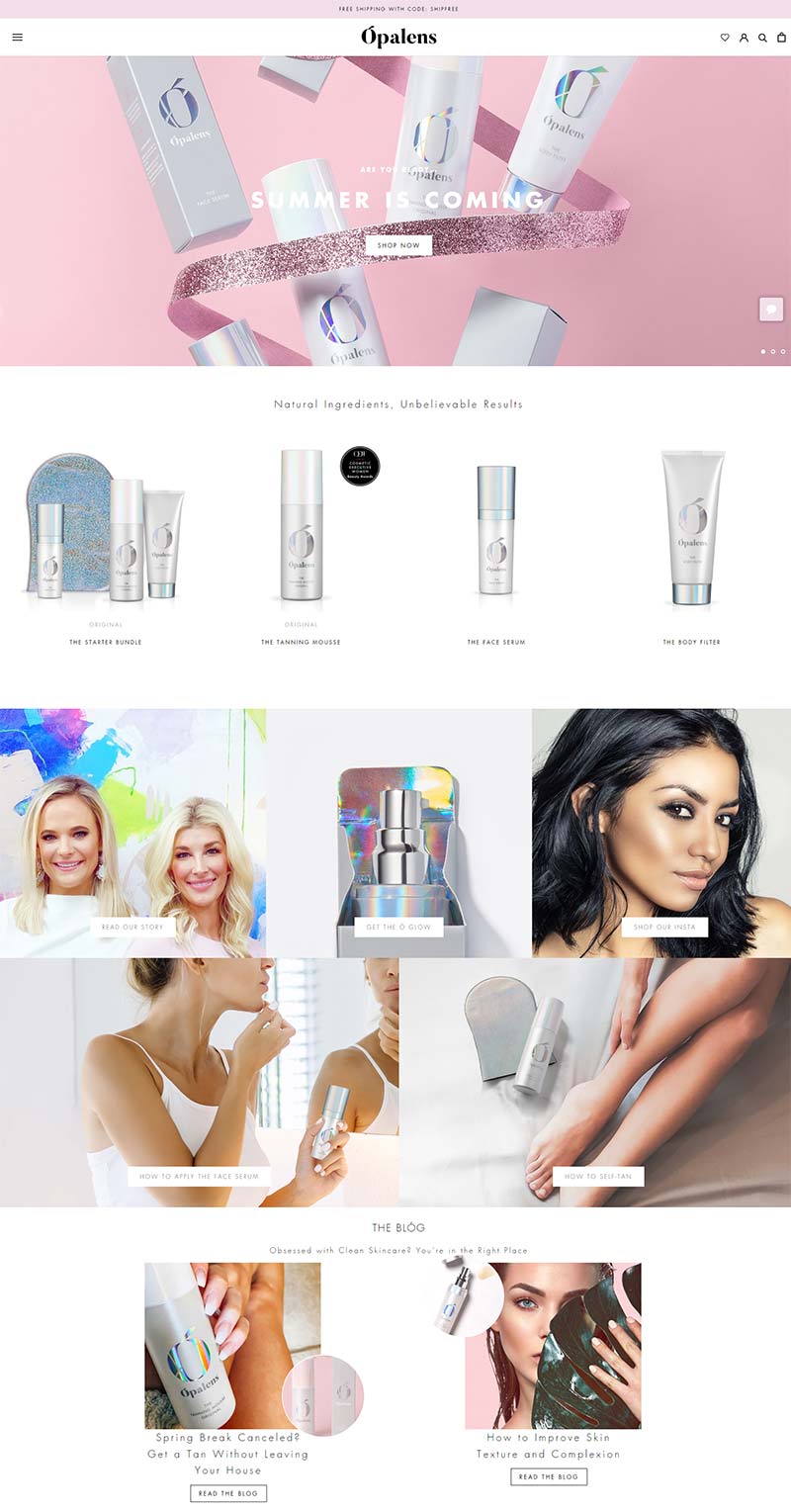 Ópalens Beauty 美国天然自晒黑产品购物网站