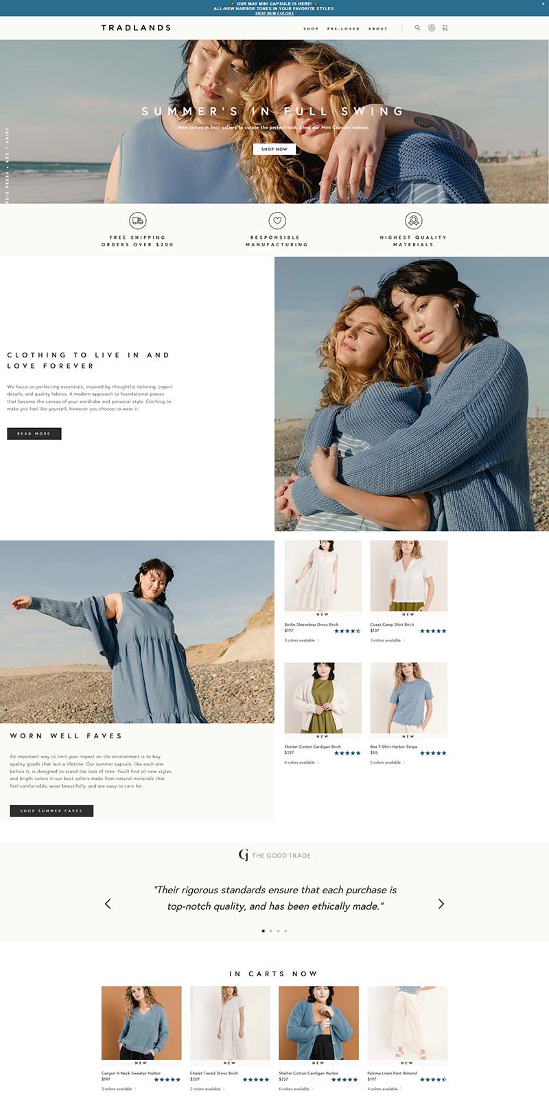 Tradlands 美国休闲女装品牌购物网站