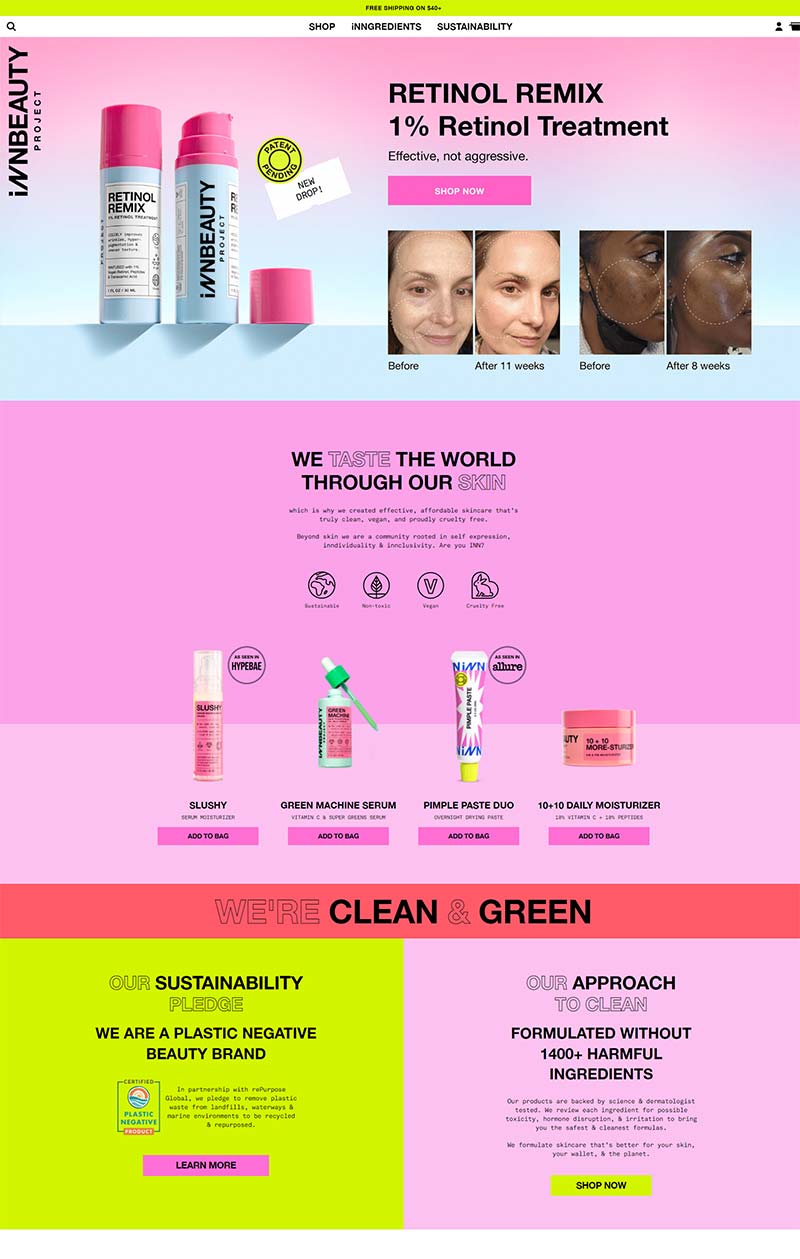 InnBeauty Project 美国纯素护肤品牌购物网站