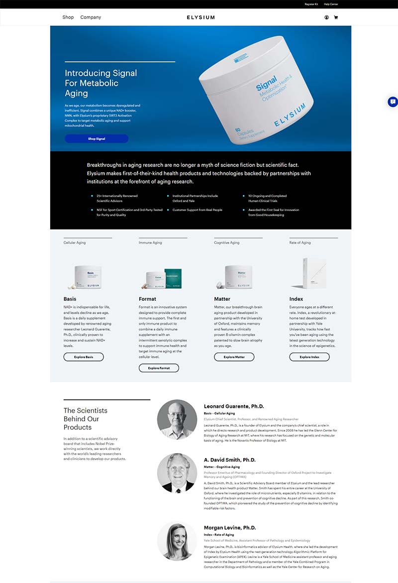 Elysium Health 美国抗衰老保健产品购物网站