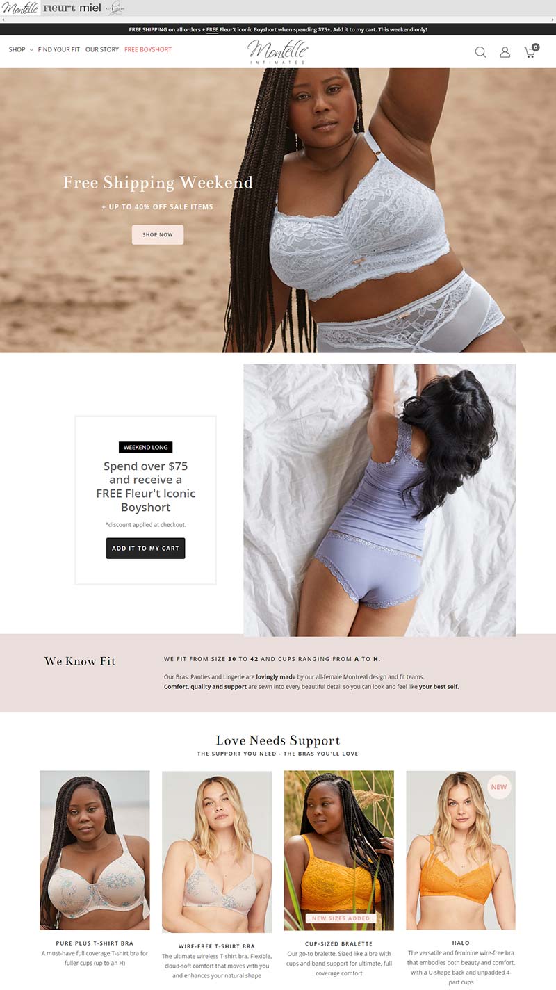Montelle Intimates 加拿大女性定制内衣品牌网站