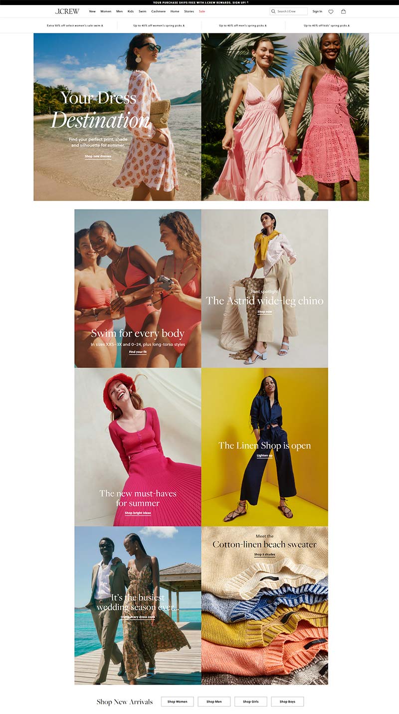J.Crew 美国知名服饰品牌购物网站
