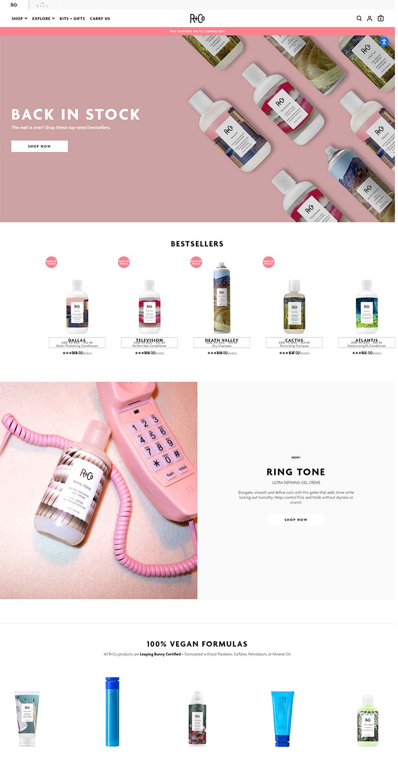 R+Co 美国美容护发产品购物网站