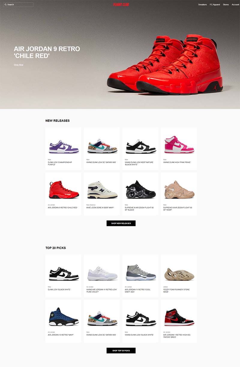 Flight Club 美国稀有限量运动鞋购物网站