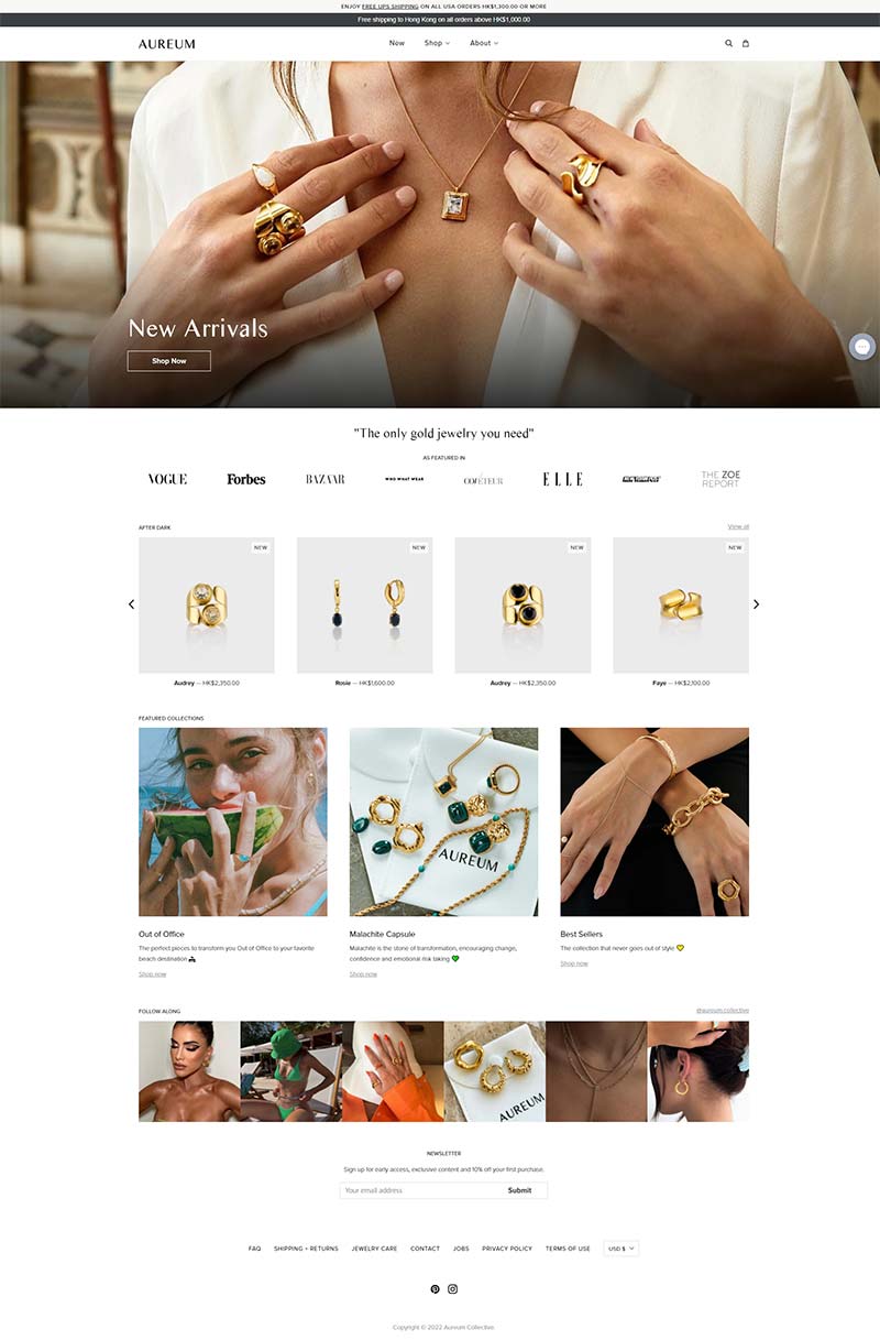 Aureum Collective 美国奢华珠宝饰品购物网站