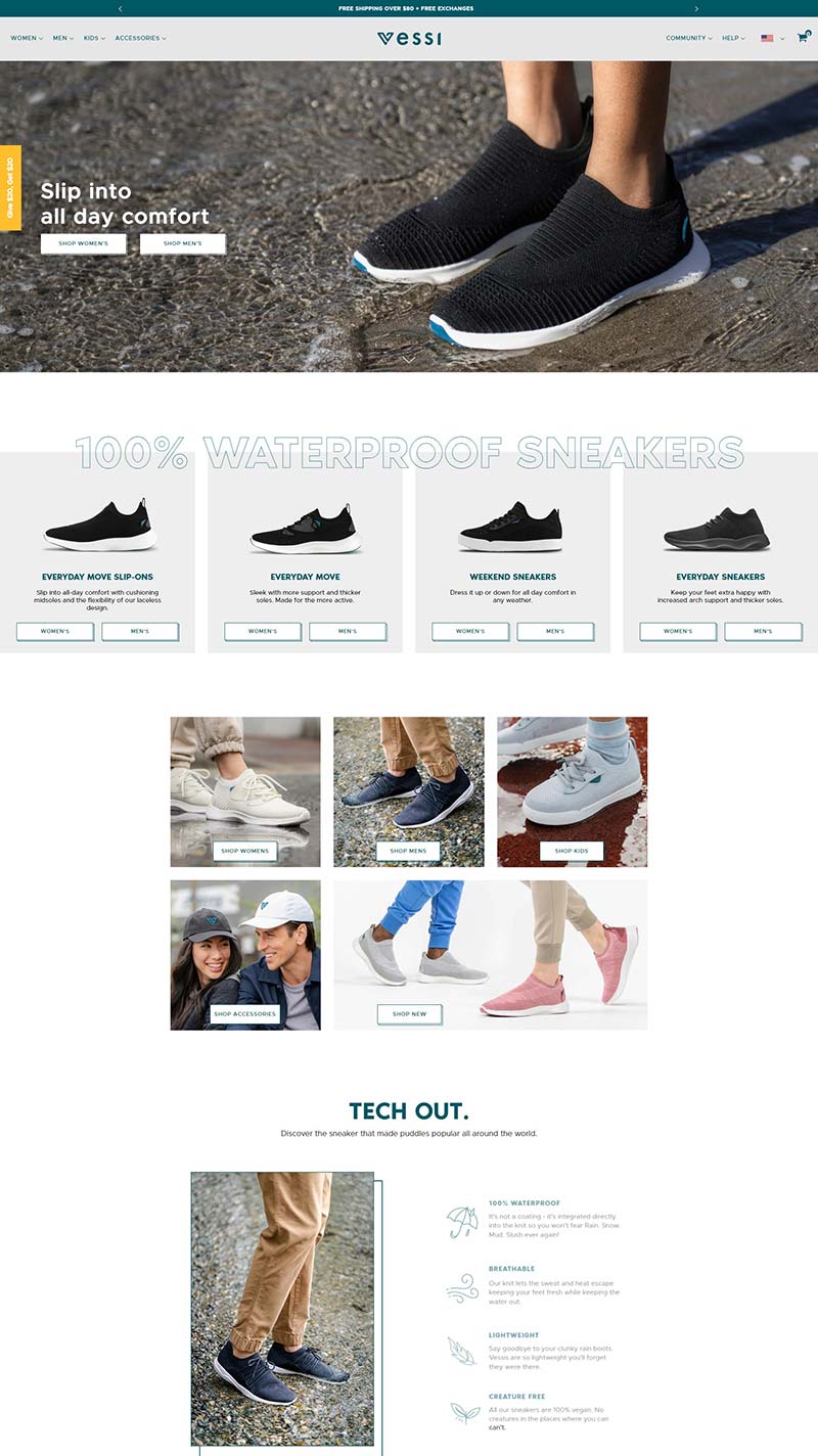Vessi Footwear 加拿大防水运动鞋品牌购物网站