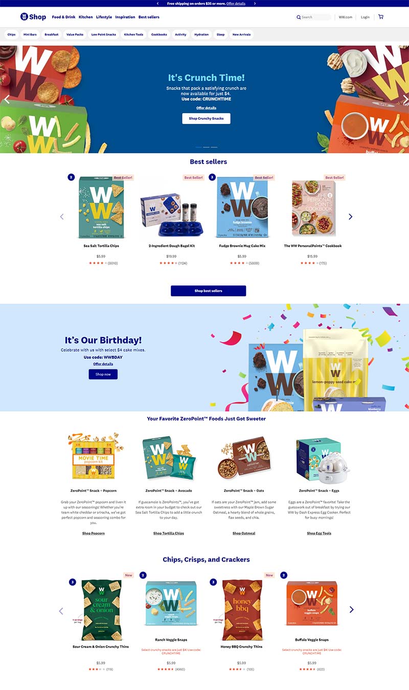 WW Shop 美国健康饮食产品购物网站