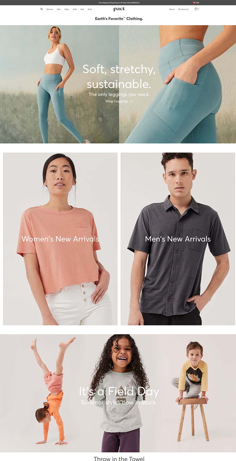 Pact 美国时尚有机棉服饰品牌购物网站