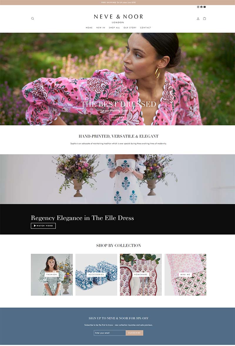 Neve and Noor 英国手工印花女装海淘购物网站