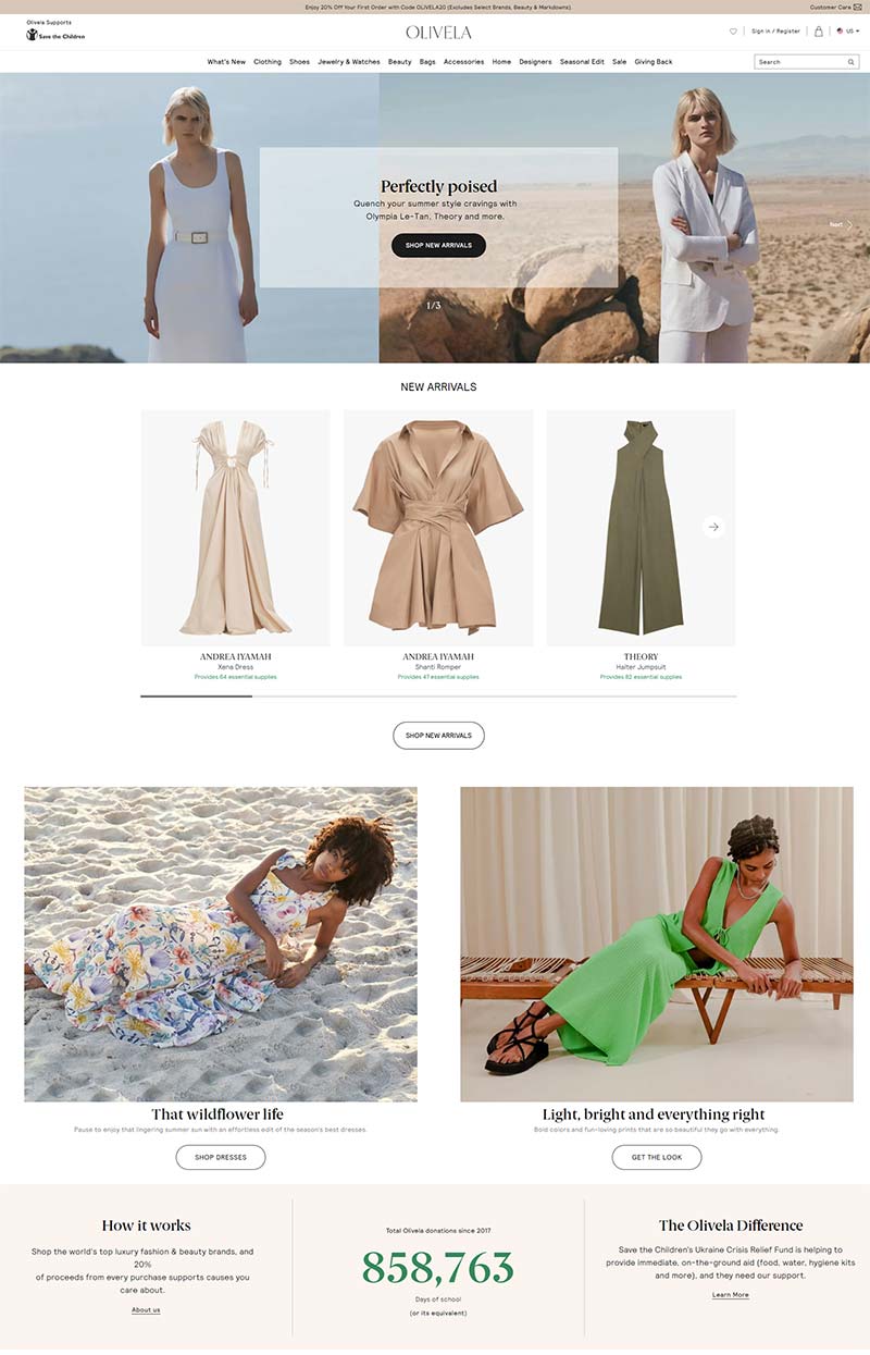Olivela 美国轻奢服饰品牌海淘网站