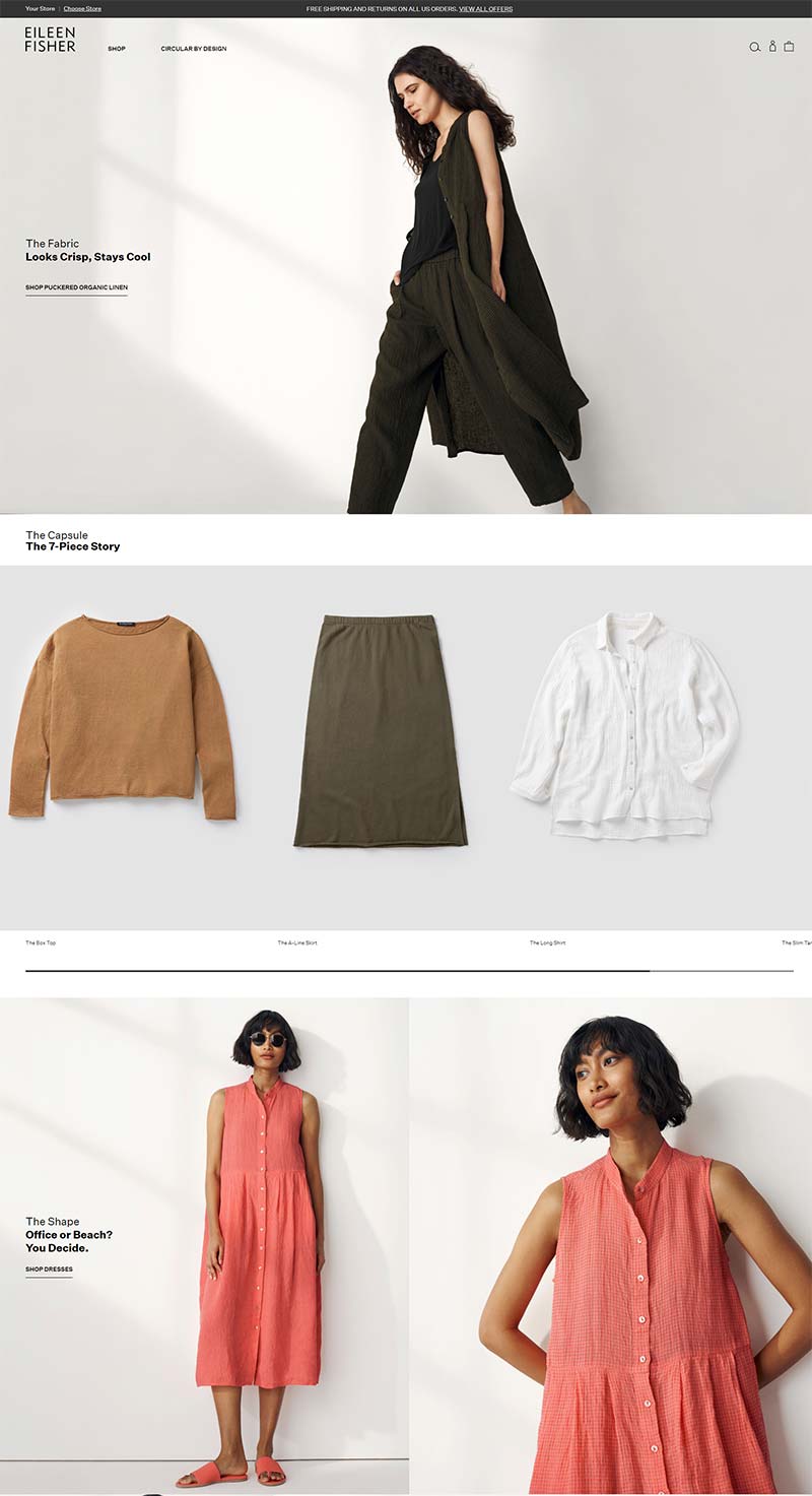 Eileen Fisher 美国女士休闲服装品牌购物网站