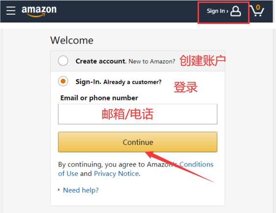 Amazon US official website login