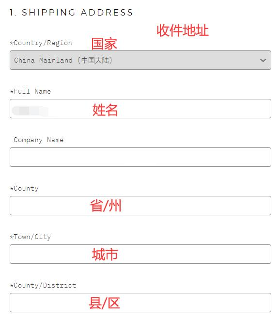 Fill in shipping address