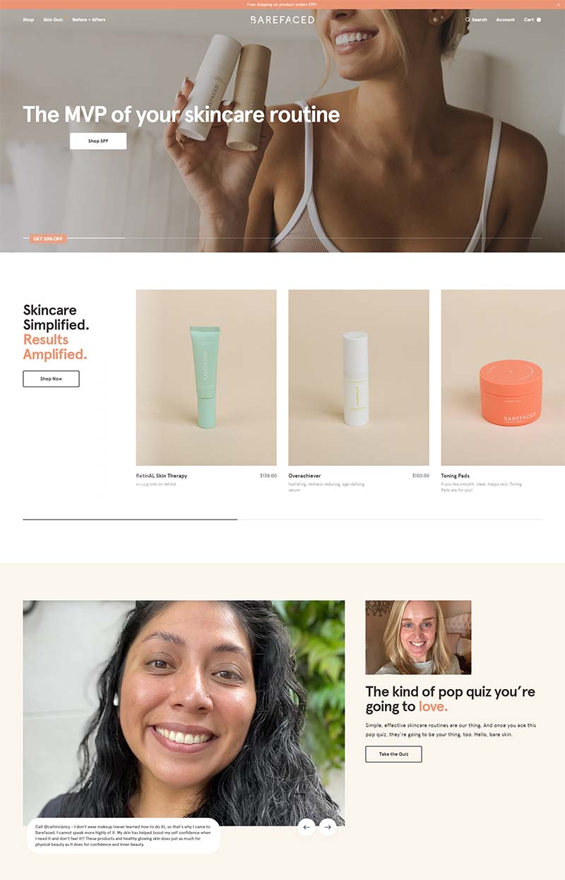 Barefaced 美国专业护肤定制品牌网站