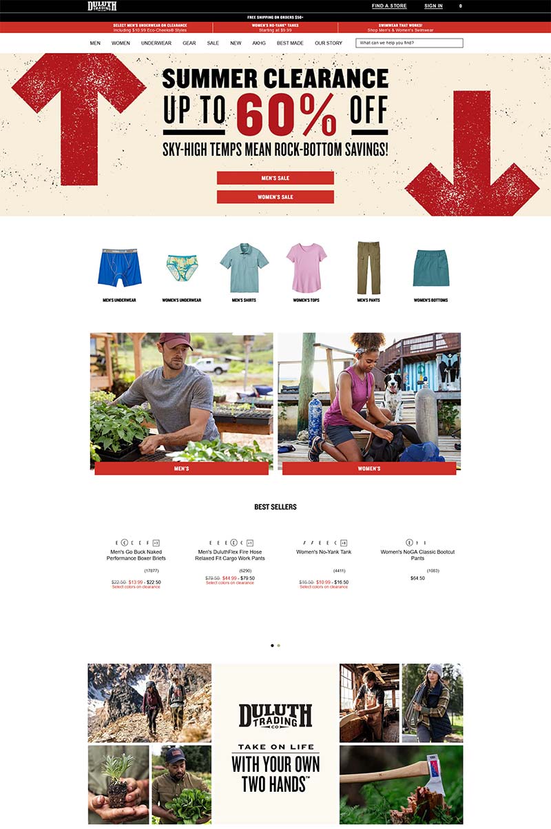 Duluth Trading Co 美国工作服饰品牌购物网站