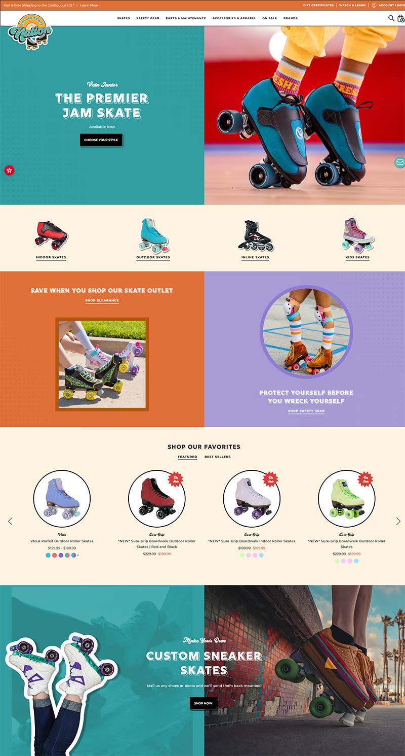 Roller Skate Nation 美国滑轮溜冰鞋品牌购物网站