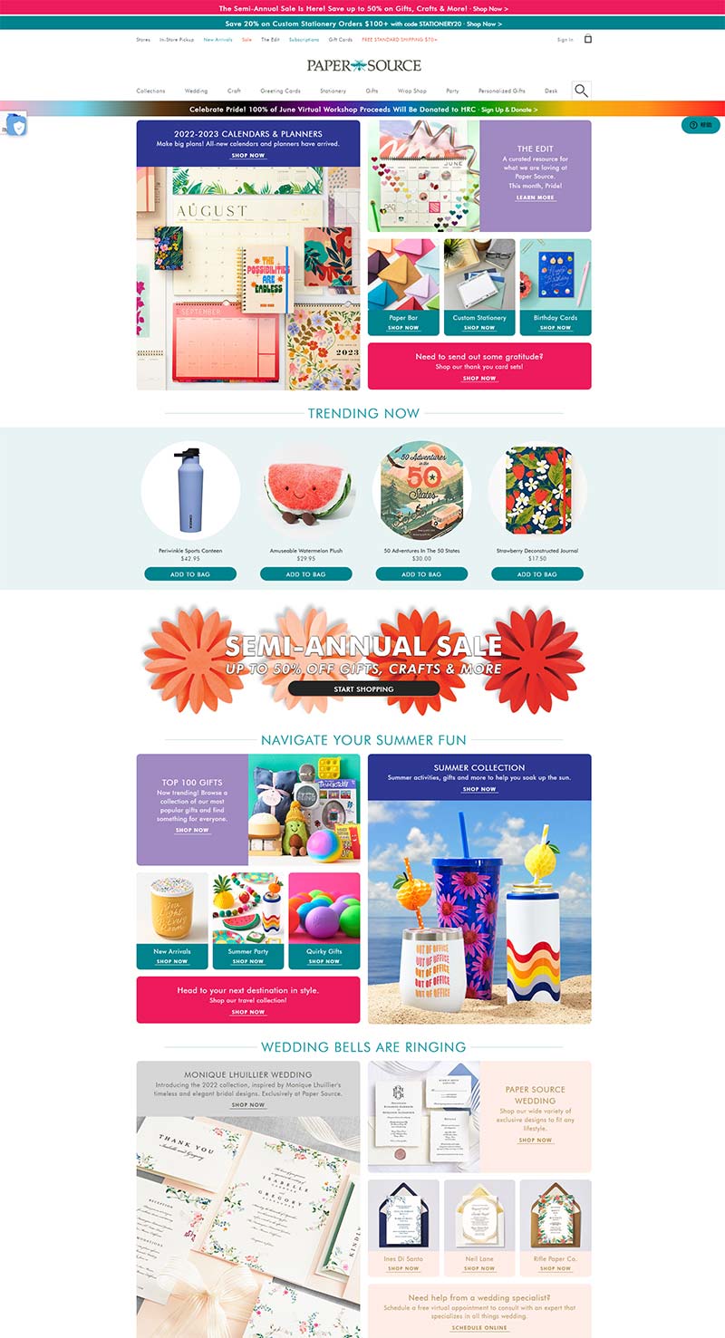 Paper Source 美国文具礼品零售网站