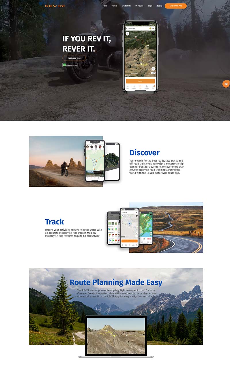 Rever 美国摩托车骑行路线规划APP