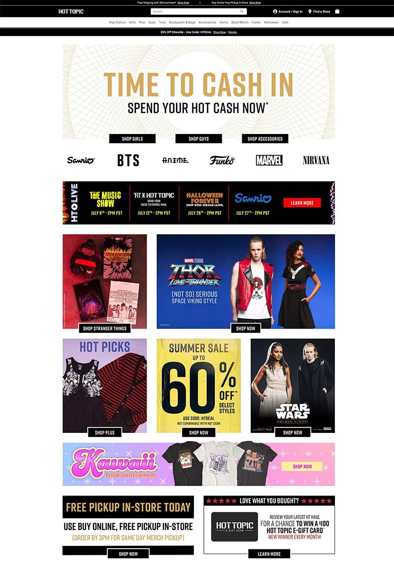 Hot Topic 美国时尚潮牌服饰购物网站