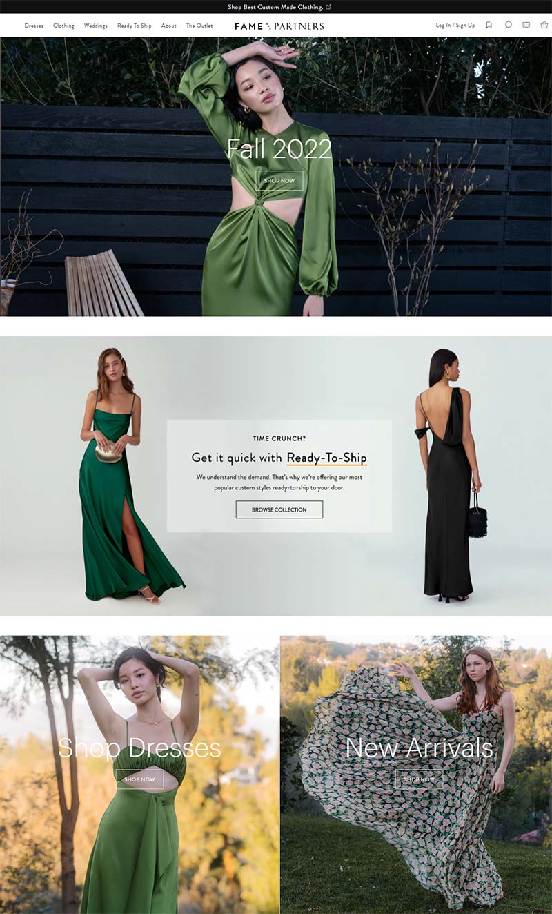 Fame and Partners 美国女性礼服定制品牌网站
