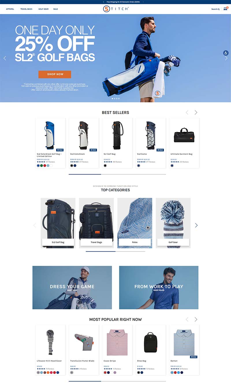 STITCH Golf 美国高尔夫球包购物网站