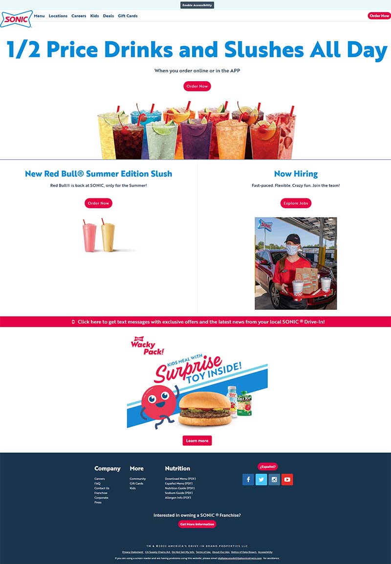 Sonic Drive-In 美国连锁快餐车加盟网站