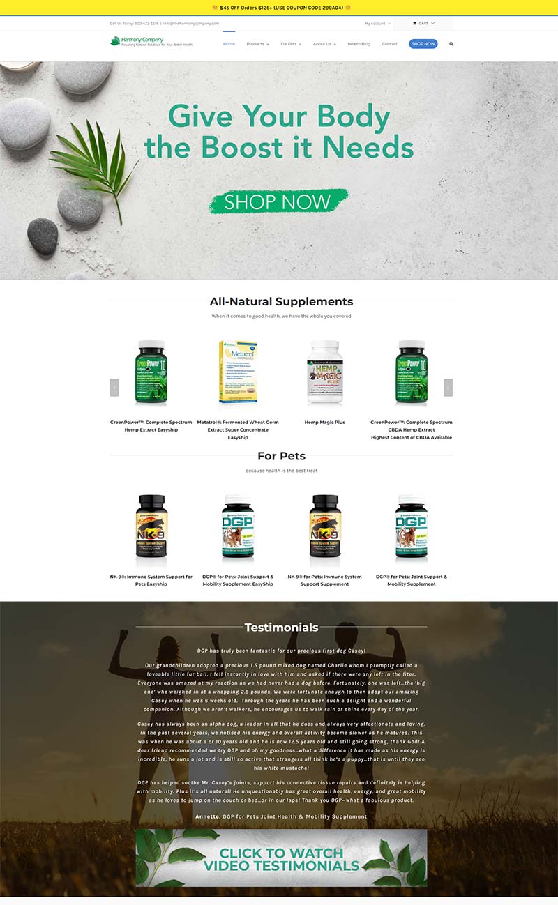 Harmony Company 美国天然补充剂品牌购物网站