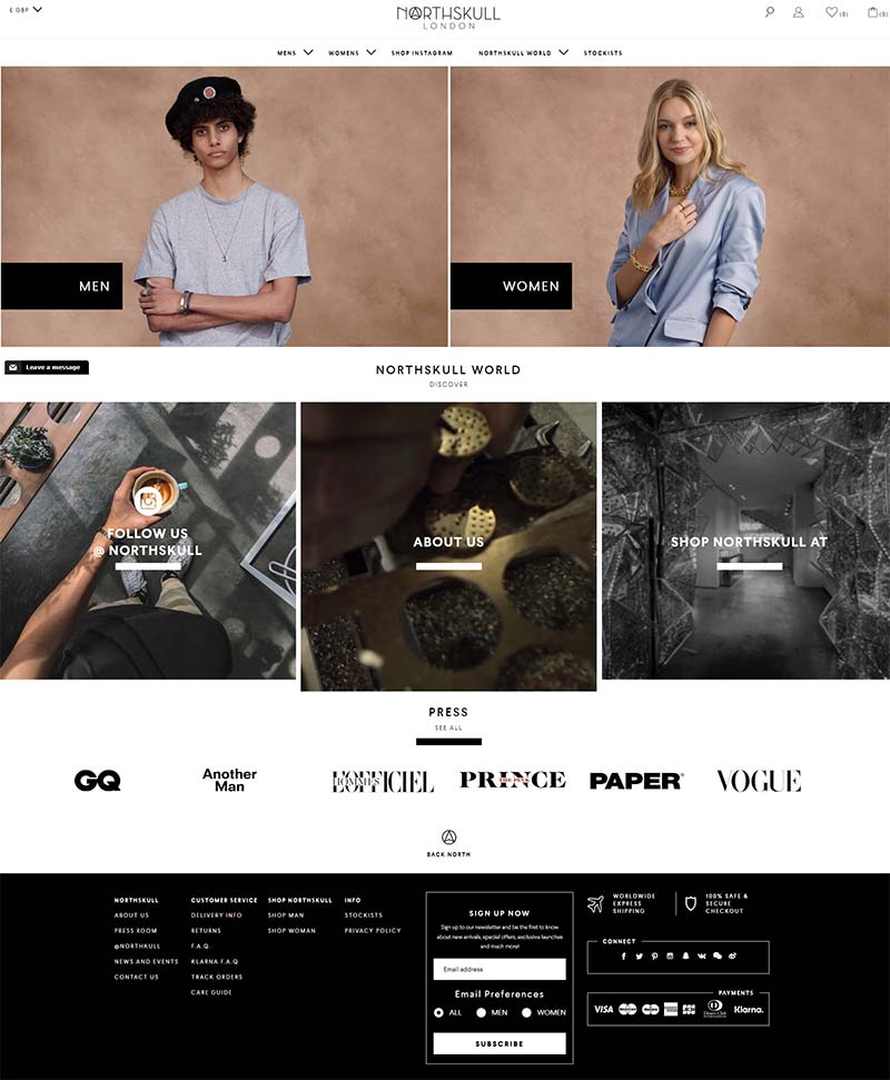 Northskull 英国时尚珠宝配饰品牌购物网站