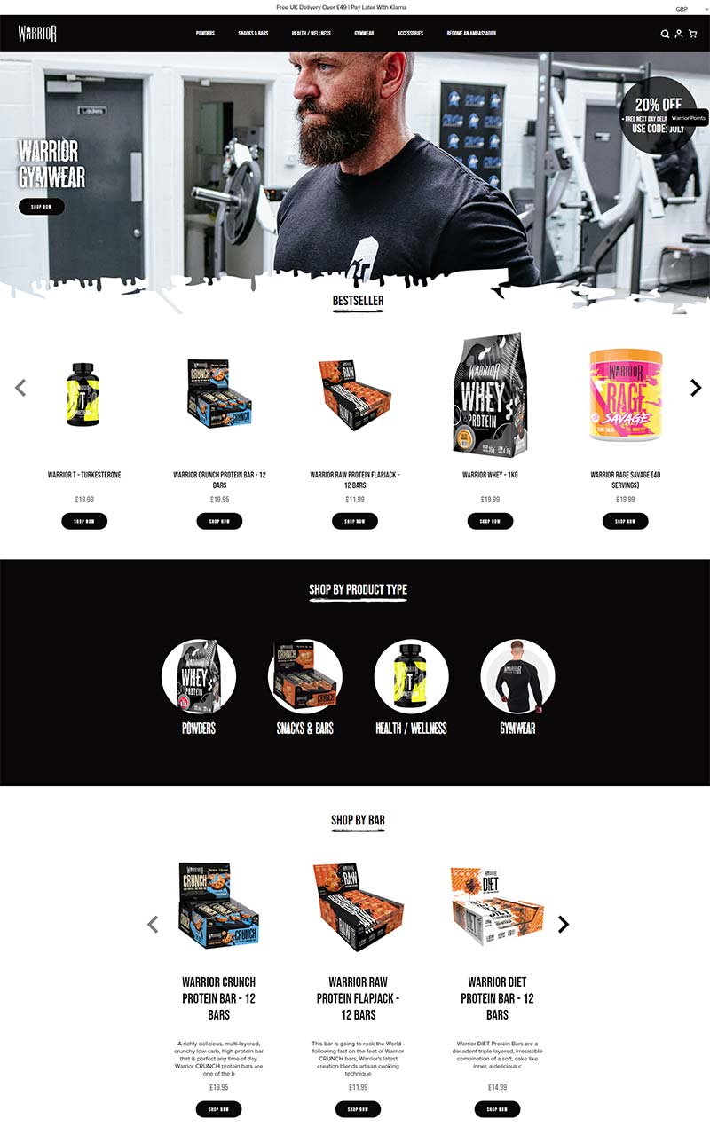 Warrior 英国运动补充剂品牌购物网站