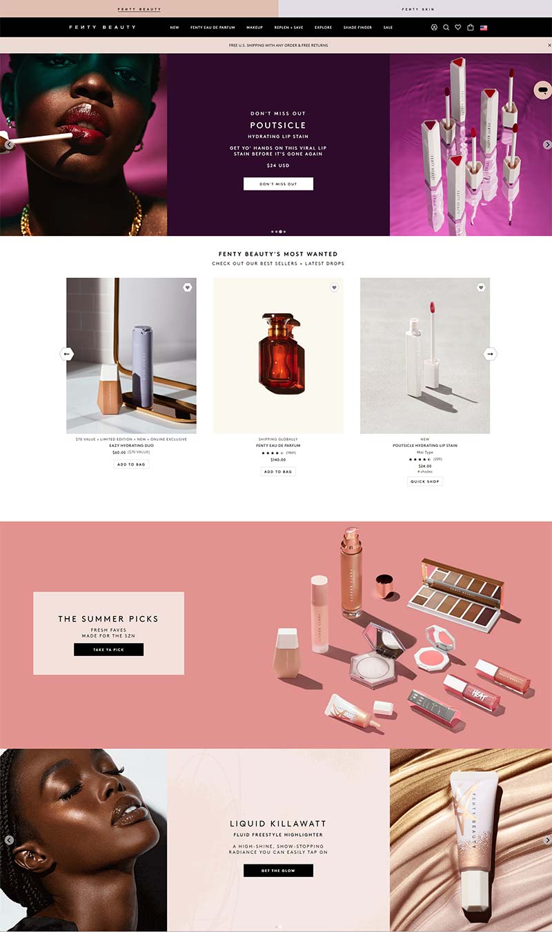 Fenty Beauty 蕾哈娜个人美妆品牌购物网站