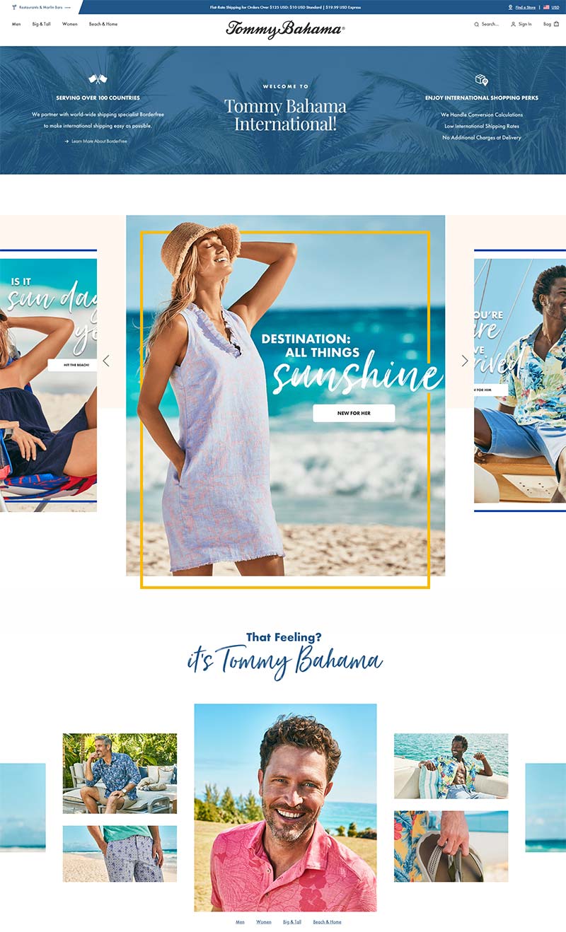 Tommy Bahama 美国休闲服饰品牌购物网站