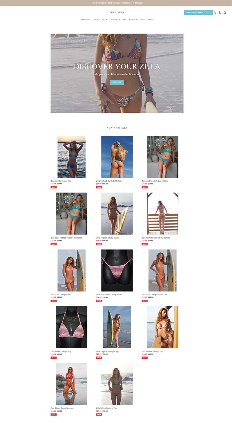 Zula Surf Company 美国海滩冲浪服饰购物网站