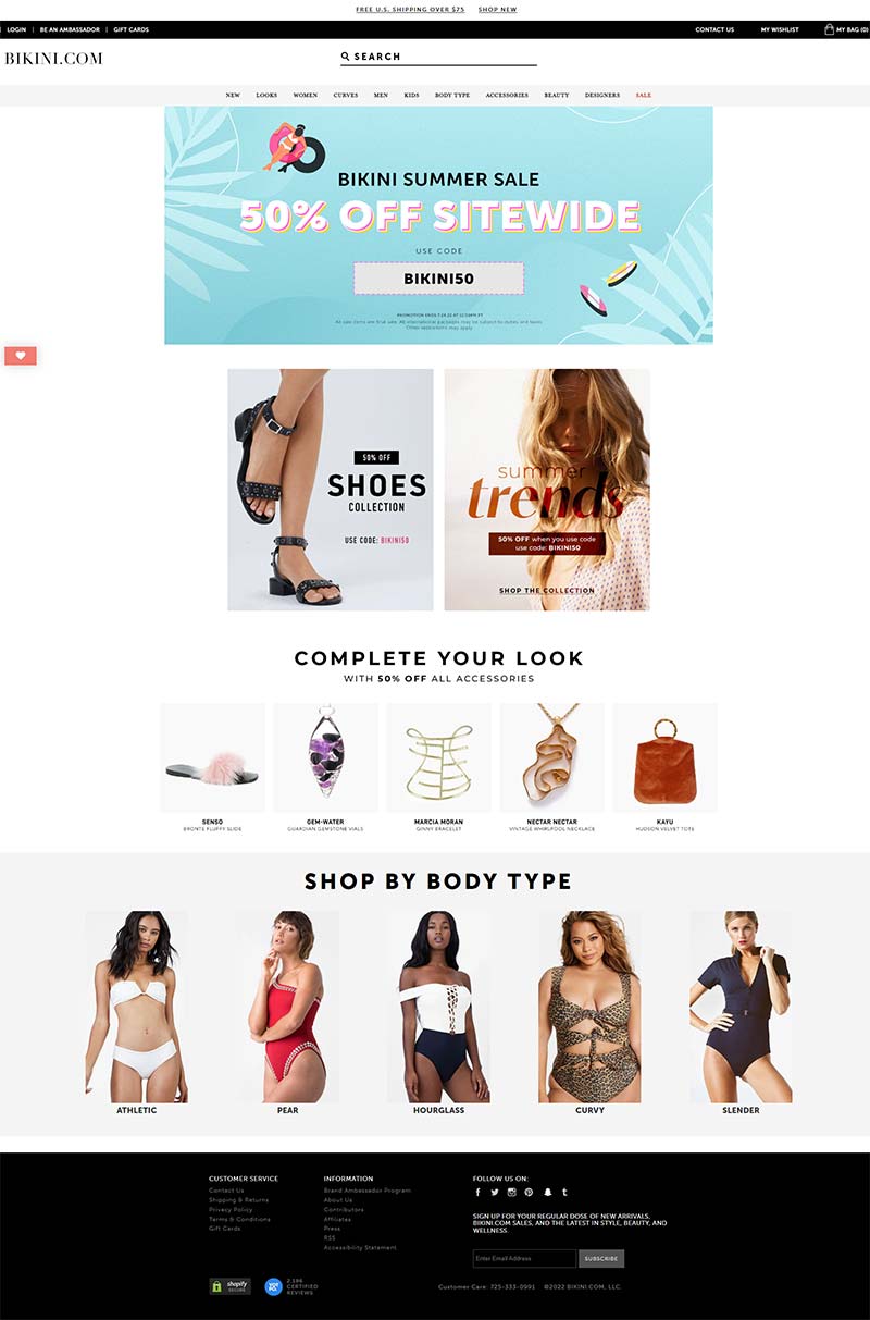 Bikini.com 美国沙滩服饰品牌购物网站