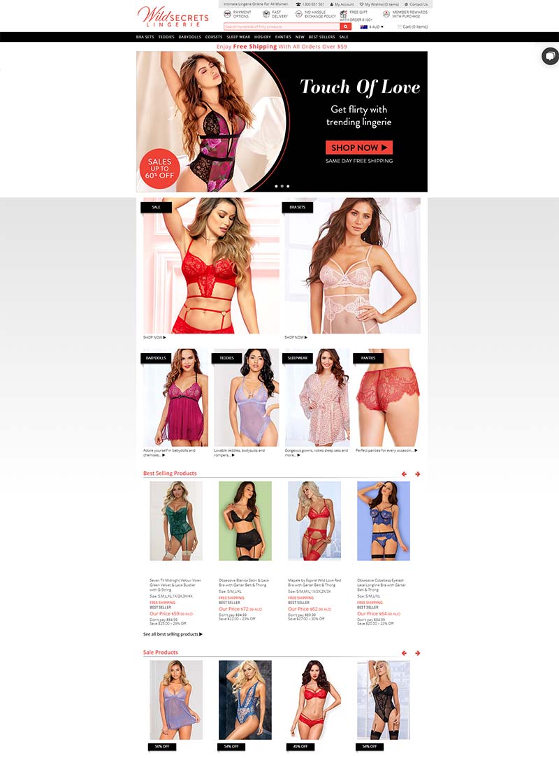 Wild Secrets Lingerie AU 澳洲性感女性内衣购物网站