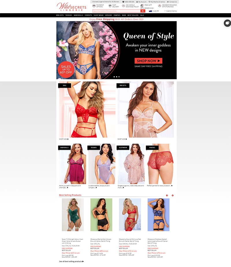 Wild Secrets Lingerie NZ 新西兰性感内衣购物网站